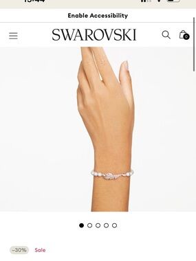 Swarovski Rose Gold-Tone Feather Bracelet with White Pearlescent Crystals